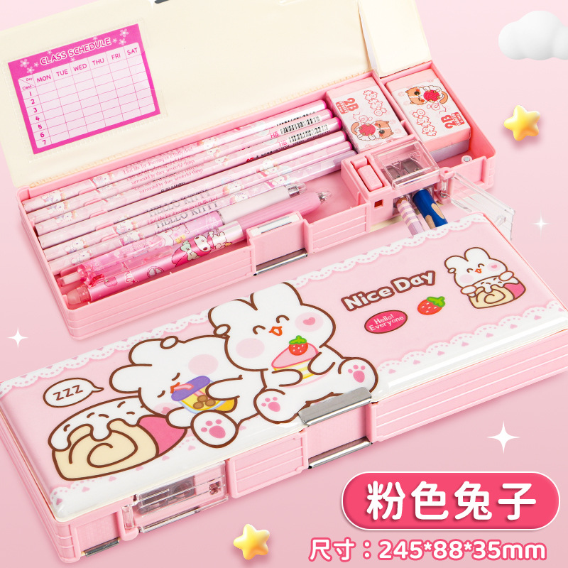 1817 Rosa conejito caja de lápiz