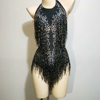 Costumes de danse en strass, justaucorps à franges, body sexy pour club, vêtements de scène, costumes de danse de fête