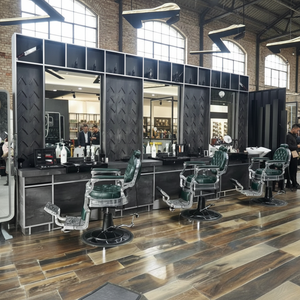 Espejo de Salón Comercial Moderno y Versátil, Lavabo para Lavado de Cabello, Estación de Belleza/Barbería de Madera Negra y Gris para Exteriores, Almacén o Centro Comercial - Product Image 3