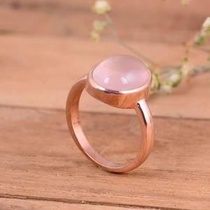 แหวนพลอยโรสควอตซ์รูปไข่ธรรมชาติสวยงาม เงินแท้ 925 ของขวัญวาเลนไทน์สุดหรู - Product Image 4