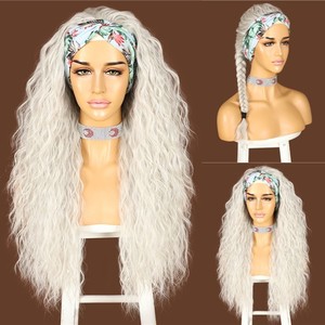 Ex-factory Giá 26Inch Xoăn Xoăn Chịu Nhiệt Sợi Tổng Hợp Làm 180% Mật Độ Headband Tóc Giả Tóc Người Cho Phụ Nữ Da Đen - Product Image 4