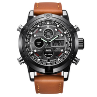 Montre Homme Tendance Marque Personnalisée Montre Analogique Numérique en Acier Cuir à Quartz pour Hommes