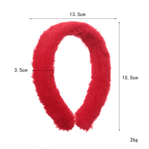 Serre-tête en peluche couleur bonbon pour l'automne et l'hiver, bandeau simple en fourrure, accessoires capillaires en peluche couleur unie DIY pour femmes - Product Image 2