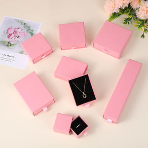 Tiroirs coulissants roses personnalisés Emballage de bijoux de luxe en papier Boîte cadeau en papier curseur mignon avec poignée pour collier bijoux emballage - Product Image 5
