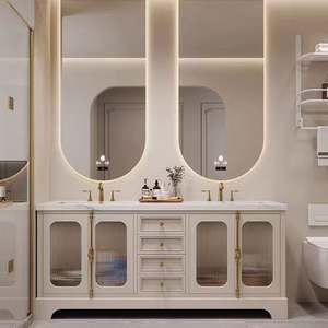 High Quality Modern Luxury Bathroom Vanities Wooden Led Lighted Nordic Furniture Plywood Pvc Bathroom Vanity Cabinet with <b>Mirror</b> - Product Image 5