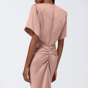Abito in Raso Stile Francese per Donna, Nuovo Design con Maniche Corte e Vita Alta Modellata - Product Image 2