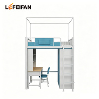 Lit superposé multifonction de luxe en métal pour dortoir, avec bureau intégré