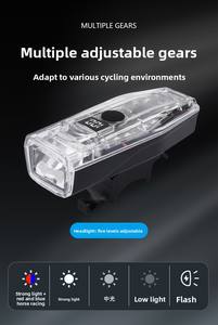 Luz Delantera para Bicicleta LED USB Recargable Multifunción con Pantalla Digital Impermeable Transparente para Ciclismo Nocturno y Uso en Exteriores - Product Image 6