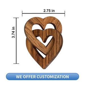 Decoración de corazón entrelazado de madera maciza hecha a mano romántica-Juego de fichas de amor para regalos de San Valentín aniversarios de boda - Product Image 3