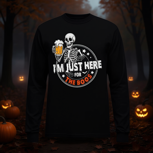 Costume d'Halloween fantôme mignon, t-shirt à manches longues, I'm Just Here For The Boos - Product Image 3