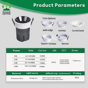 Downlights <span class=keywords><strong>LED</strong></span> Empotrables de Aluminio Modernos y Minimalistas de 9W, 10W, 12W y <span class=keywords><strong>24W</strong></span>, Duraderos, con Alto CRI e IP65 - Product Image 3