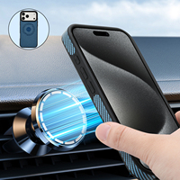 Étui de téléphone de luxe antichoc à chargement magnétique sans fil en similicuir PU à motif fibre de carbone, personnalisé directement par l'usine ODM Denior