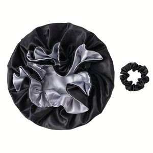 Gorro de Dormir Personalizado de Satén Grande, Reutilizable, de Doble Capa, con Banda Elástica para Ducha y Cordón Ajustable - Product Image 4