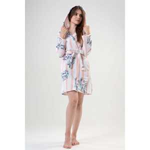 Impatiens Bata de dormir de lana para mujer, manga larga, con capucha, suave, rosa, con estampado de gatos, ropa de dormir informal - Product Image 3