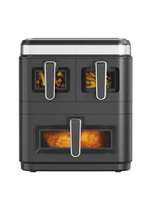 Penggorengan Udara Multi Zona 1800W dengan Tiga Keranjang 4L+4L+9L Kapasitas Besar, Memasak Cepat Tanpa Minyak, Oven Listrik dengan Timer 60 Menit untuk Rumah Tangga