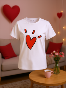 Camiseta de cuello redondo para mujer, con estampado de corazones rojos, holgada, informal, de manga corta, cómoda, para el Día de San Valentín - Product Image 2