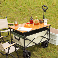 Chariot pliable en métal avec roues, chariot utilitaire portable pliable pour le rangement des outils de garage, du jardin, de la plage, des courses et du camping