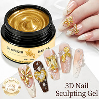 Gel de construction 3D pour ongles, 30g, non collant, gel de sculpture 3D, gel d'extension d'ongles solide pour l'art des ongles 3D DIY