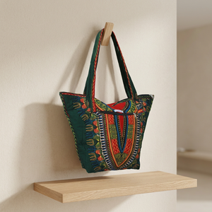Bolso de Mano Informal con Flores Bohemias Indias Africanas, Bolso Dashiki, Bolso de Hombro, Bolso Tote, Bolso de Mano Johala de Algodón - Product Image 1