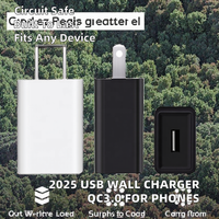 Adaptateur d'alimentation USB 2025 en gros, chargeur rapide QC3.0 5V1A avec câble rétractable pliable et écologique pour écouteurs et appareils photo
