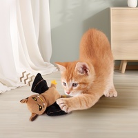 Jouet en peluche pour chat rechargeable et écologique avec son et ailes vibrantes, jouet électrique lavable pour animaux de compagnie pour Halloween