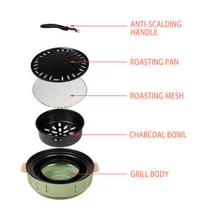 เตาบาร์บีคิวเกาหลีแบบพกพาสำหรับใช้งานกลางแจ้ง รุ่นใหม่ ปี 2026 ดีไซน์ทันสมัย เคลือบสารกันติด โครงสร้างเหล็กคาร์บอน ใช้ถ่าน/ไฟฟ้า เหมาะสำหรับการตั้งแคมป์ - Product Image 2