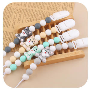 <span class=keywords><strong>Nombre</strong></span> personalizado soporte para chupete de bebé <span class=keywords><strong>con</strong></span> patrón de dibujos animados Clip Cadena de silicona cuentas para la dentición pezones Clip Baby Shower regalo - Product Image 3