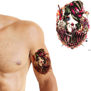 Medio brazo impermeable para <span class=keywords><strong>hombre</strong></span>, <span class=keywords><strong>manga</strong></span> de <span class=keywords><strong>tatuaje</strong></span> de transferencia de agua temporal, diseños coloridos de Calavera, pegatinas de <span class=keywords><strong>tatuaje</strong></span> al por mayor - Product Image 5