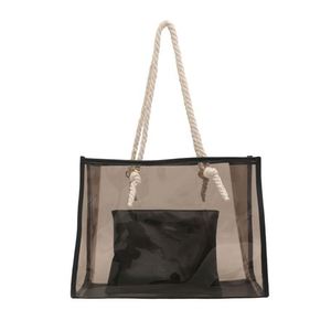 <b>Large</b> Capacity Transparent Pvc Jelly Tote - Women's Waterproof Shoulder <b>Bag</b> With Detachable Pouch for Daily Use - Product Image 1