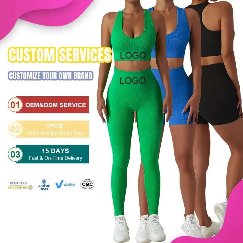 New Listing Two Piece Gym Clothing Set Women Bra Legging Set Ladies Fitness Yoga Set Suit