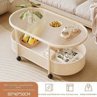 Table d'appoint en acrylique style crème ; Table d'appoint mobile ; Table d'angle pour petit appartement ; Meuble d'appoint pour canapé ; Table basse minimaliste