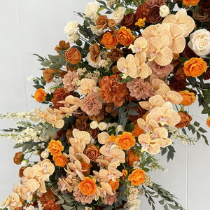 Modern Orange White Silk Faux Wedding Arch for Wedding Mother's Day Christmas Floral <b>Decor</b> - Product Image 3