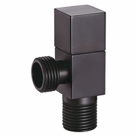 Robinet d'angle en laiton noir G1/2 à filetage mâle, cartouche céramique, poignée carrée noire, vanne d'entrée d'eau pour lavabo de salle de bain et toilettes