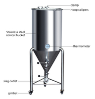 Fermoire à alcool en acier inoxydable, avec fond conique et vannes de vidange, 115l