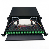 Panel Patch Fiber Optik 2U 19 Inci 48 Core SC APC, 48 Port Single Mode, Rak Mount, Tipe Geser, Frame Distribusi Optik