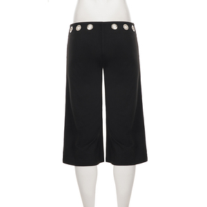 Street Casual Style Grommet Cut Out Low Waist Wide Leg <b>Pants</b> Fashion Relaxed Versatile Straight Cropped Trousers for Women - Product Image 6