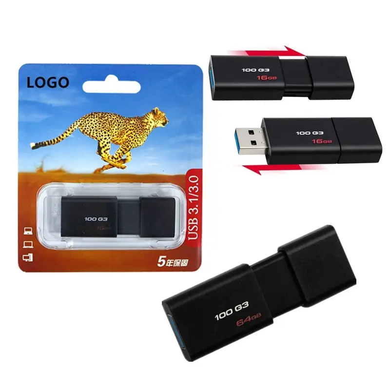 Wholesale Original 100% DT100 G3 USB Flash Drive 8GB 16GB 32GB USB 3.0 Pendrives 64GB 128GB For Computers