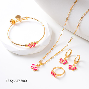 Set di Gioielli per Bambine in Quattro Pezzi, Economico e Impermeabile, Collana, <span class=keywords><strong>Orecchini</strong></span>, <span class=keywords><strong>Anello</strong></span> e Braccialetto, Design Arcobaleno alla Moda - Product Image 4