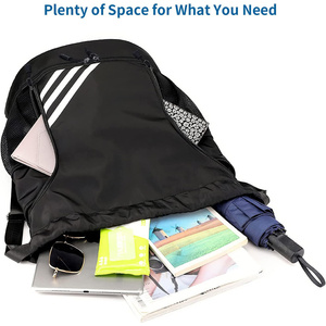 Lưới Túi Phụ Nữ Người Đàn Ông Dây Kéo Ba Lô Không Thấm Nước Vẽ Chuỗi Phòng Tập Thể Dục Túi Với Giày Ngăn Bên - Product Image 5