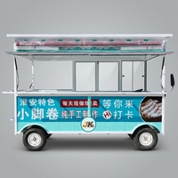 Chariot de petit-déjeuner mobile multifonctionnel en acier inoxydable à quatre roues, camion de restauration rapide pour marché nocturne, station de hot-dogs, résistant à la rouille