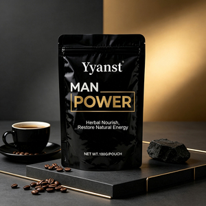 OEM Private Label Herbal <b>Man</b> Power Powder Restore Daily Energy 100g Matte Black Gold <b>Pouch</b> Bulk Wholesale - Product Image 3