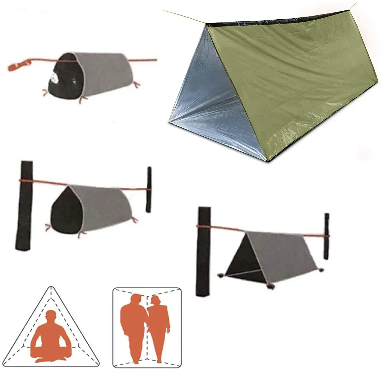 Большая аварийная палатка, легкий компактный спасательный навес из полиэтиленовой фольги для выживания, палатка для кемпинга, пешего туризма, улицы