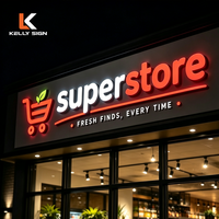 Enseignes LED personnalisées Kelly Sign pour extérieur, supermarchés, murs et bâtiments, étanches IP65, signalétique commerciale pour logo de chaîne de marque personnalisé