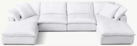 Canapé modulaire Cube Cloud artisanal avec rembourrage en duvet de plumes doux et support en mousse de qualité supérieure, recouvert d'un tissu.