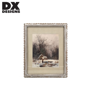 DX DESIGNS 8x10 11x14 <strong>Shabby</strong> <strong>Chic</strong> <strong>Picture</strong> <strong>Frame</strong> Rustic Distressed Wood Photo <strong>Frame</strong> with Linen Mat Beaded Border for Wall Decor - Product Image 1