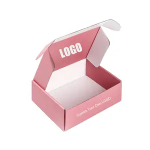 Custom Printed Brand Logo Corrugated Shipping Mailing Box White Blue Pink Gift Cosmetic Packaging Paper Box With Custom Logo