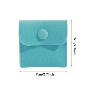 Pochette à rabat en velours de haute qualité 7x7cm, sac à bouton portable en velours avec bouton métallique pour le rangement de bijoux - Product Image 5