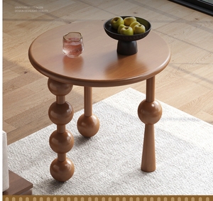 Mesa de Centro Ovalada Pequeña con Diseño de Pata de Calabaza, Estilo Vintage, Mesa Auxiliar de Lujo Ligero para Sala de Estar - Product Image 5