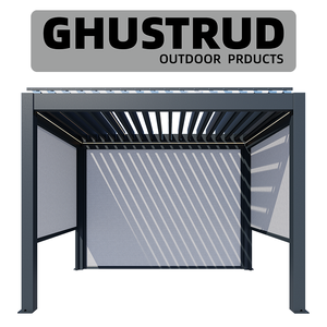 Pergola GHUSTRUD, idées modernes de luxe pour l'extérieur, jardin, pergola en aluminium avec toit couvert imperméable et télécommande - Product Image 2