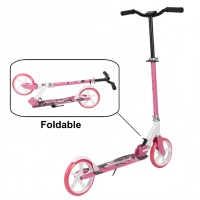 Trottinette pliable rose à 2 grandes roues, hauteur réglable, trottinette à pousser non électrique, légère et portable, trottinette de ville